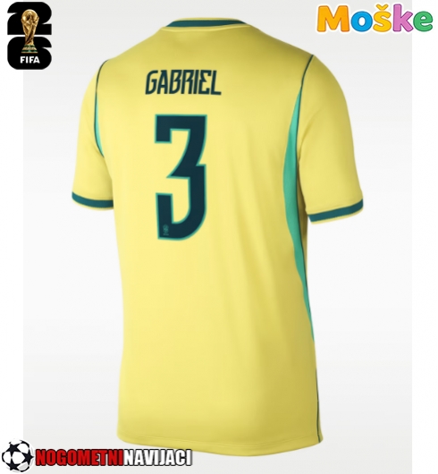 Moške Nogometnih dresov Brazilija Gabriel Magalhaes #3 Domači SP 2026 Kratki rokavi Moške Nogometnih dresov Brazilija Gabriel Magalhaes #3 Domači SP 2026 Kratki rokavi